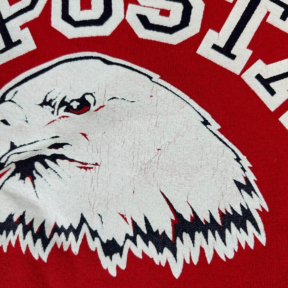Vintage 80s Fruit of the Loom Sweatshirt Men Medium Red US Postal Team Eagle USA - Picture 7 of 14